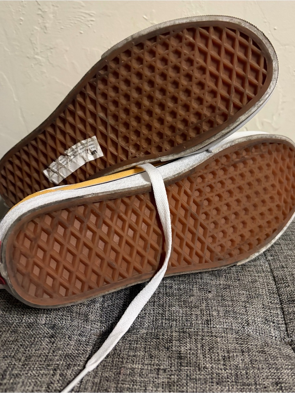 Vans Yellow Low-Top Canvas Sneakers with White Stripe for Women or Men - Picture 5 of 5
